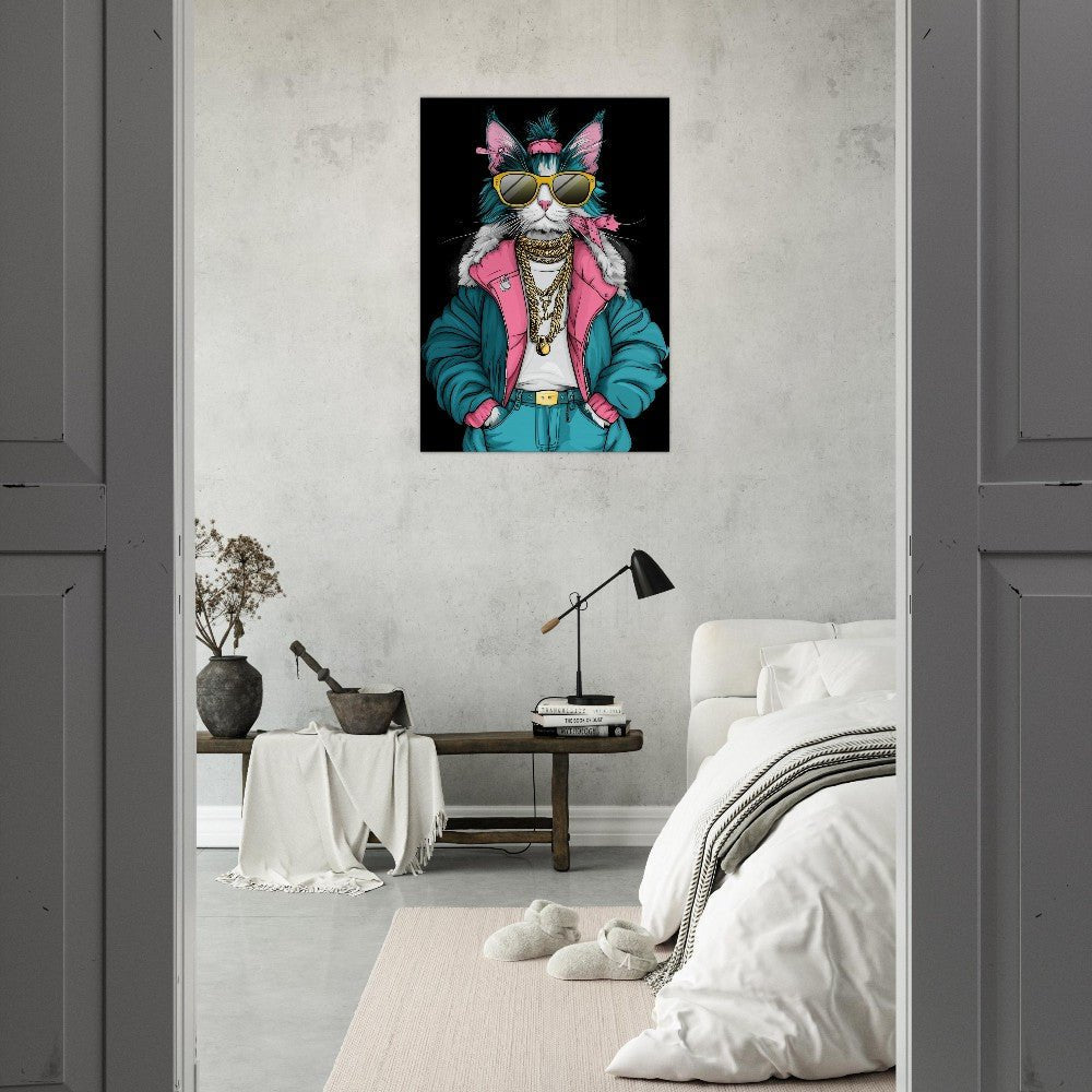 Cool Cat in Teal & Pink Canvas Art - ROMAG Store