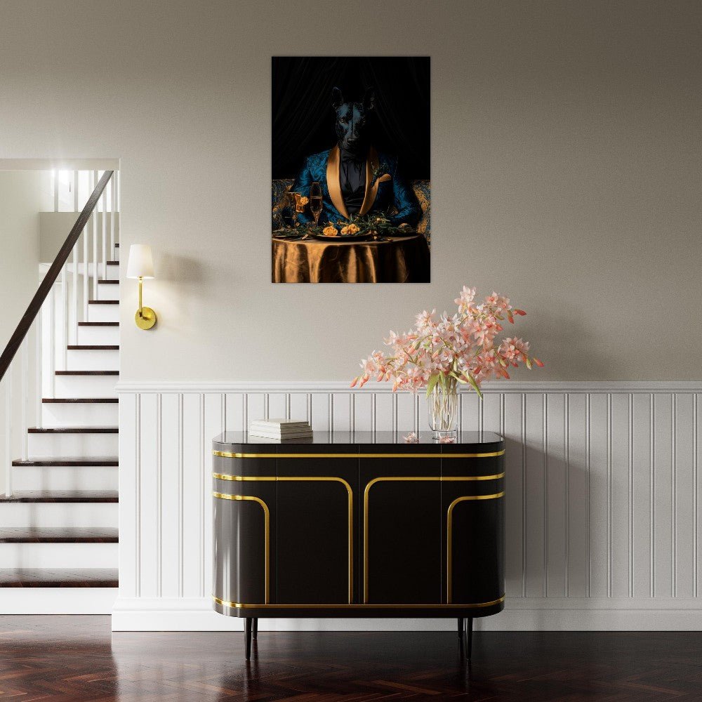 Doberman in Teal Suit Canvas - ROMAG Store