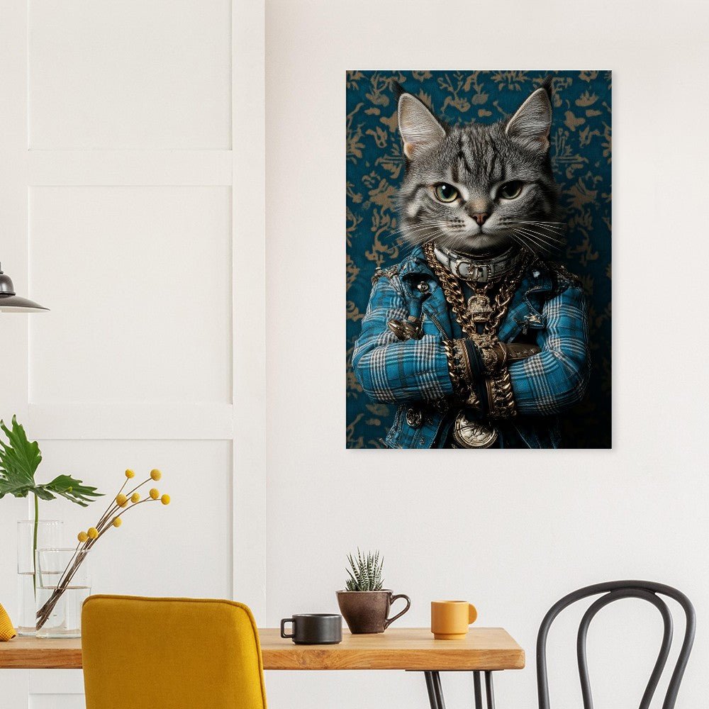 Sophisticated Cat in Plaid Canvas Art - ROMAG Store