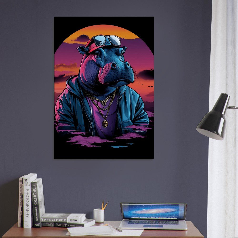 Urban Hipster Hippo Canvas Wall Art - ROMAG Store