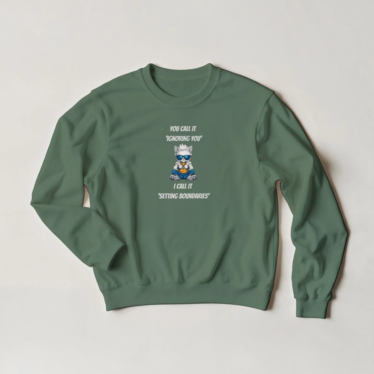 Sassy Cat 'Setting Boundaries' Sweatshirt – Bold Streetwear Graphic - ROMAG Store