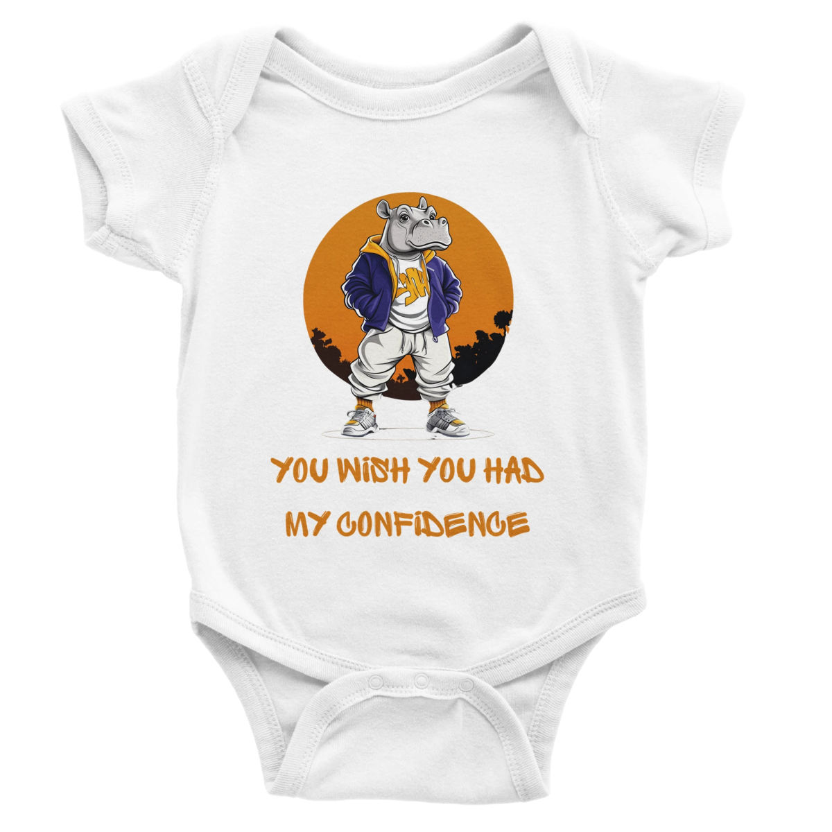 Confident Hippo Baby Short Sleeve Bodysuit - ROMAG Store