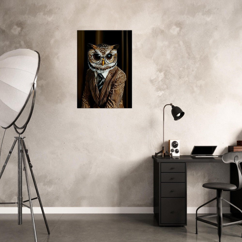 Owl in Pinstripe Suit Canvas - ROMAG Store