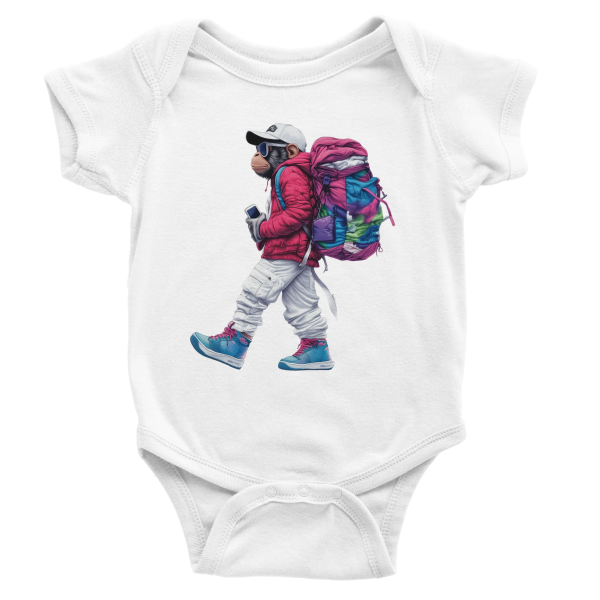 Vibrant Street Style Monkey Baby Short Sleeve Bodysuit - ROMAG Store