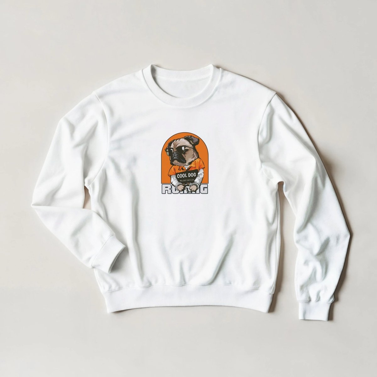 Cool Dog Mugshot Sweatshirt – Rebel Pug Streetwear Graphic in 6 Colors - ROMAG Store