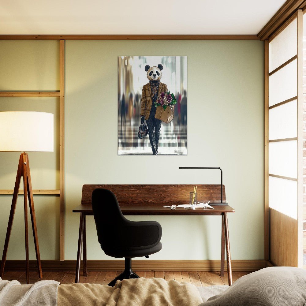 Chic Panda in Plaid Suit Canvas - ROMAG Store