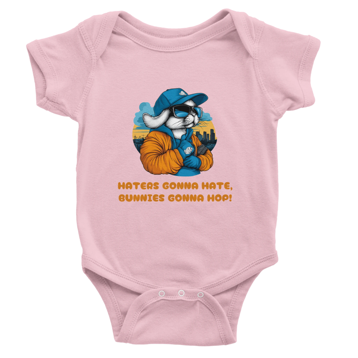 Bunny "Haters gonna hate" Baby Short Sleeve Bodysuit - ROMAG Store