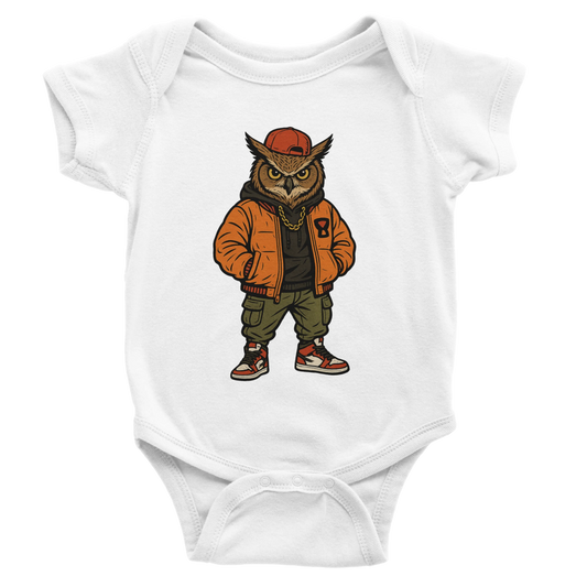 Cool Owl Hip - Hop Baby Short Sleeve Bodysuit - ROMAG Store