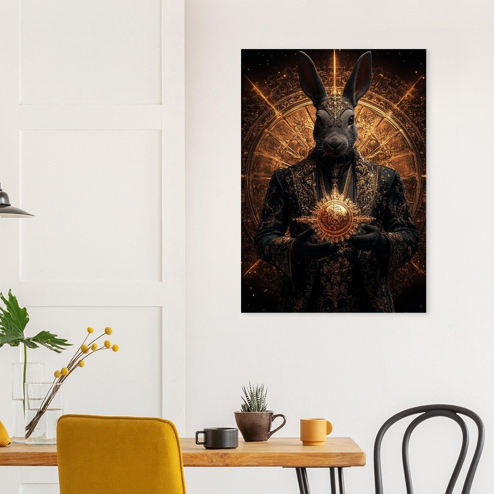 Mystical Gold&Black Regal Rabbit Canvas Wall Art - ROMAG Store