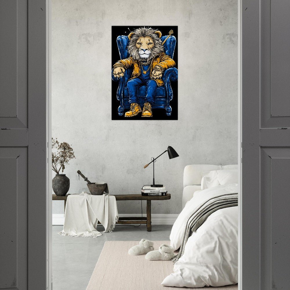 Royal Lion in Blue & Gold Canvas Art - ROMAG Store