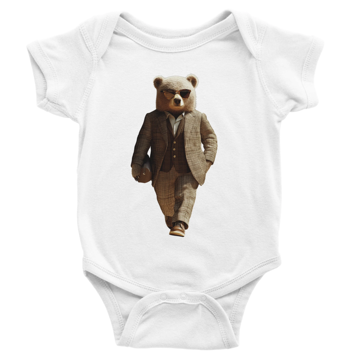 Dapper Bear Baby Short Sleeve Bodysuit - ROMAG Store
