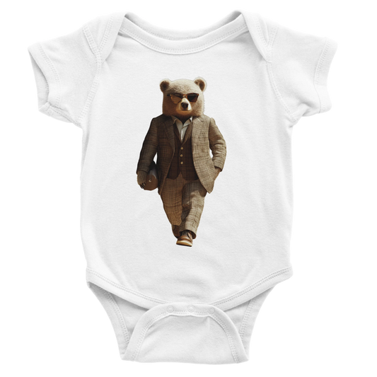 Dapper Bear Baby Short Sleeve Bodysuit - ROMAG Store
