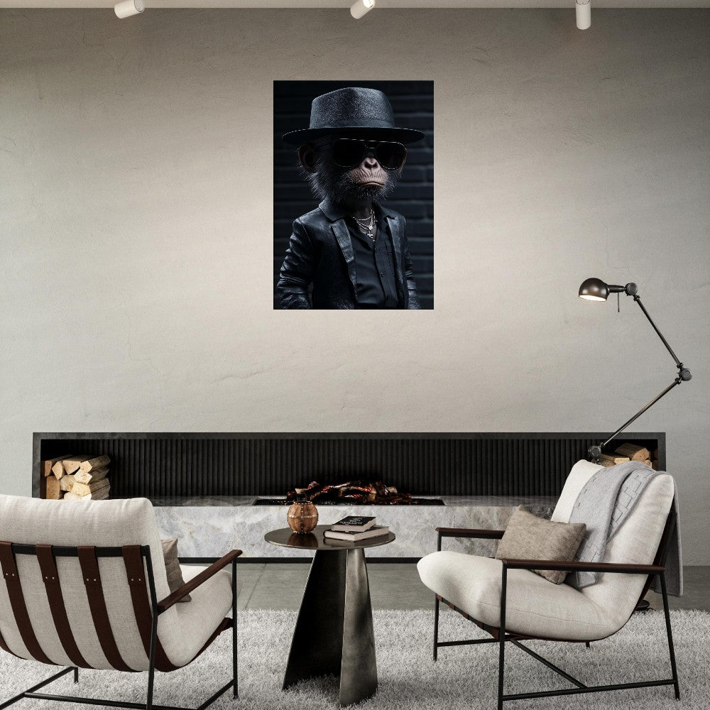 Chimp in Black Suit Canvas - ROMAG Store