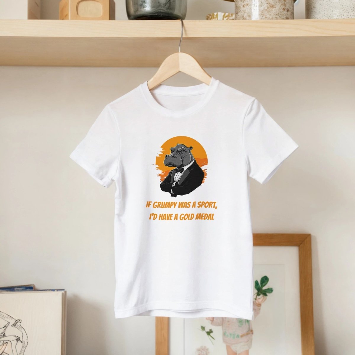 Grumpy Hippo in Tuxedo Kids T-Shirt - ROMAG Store