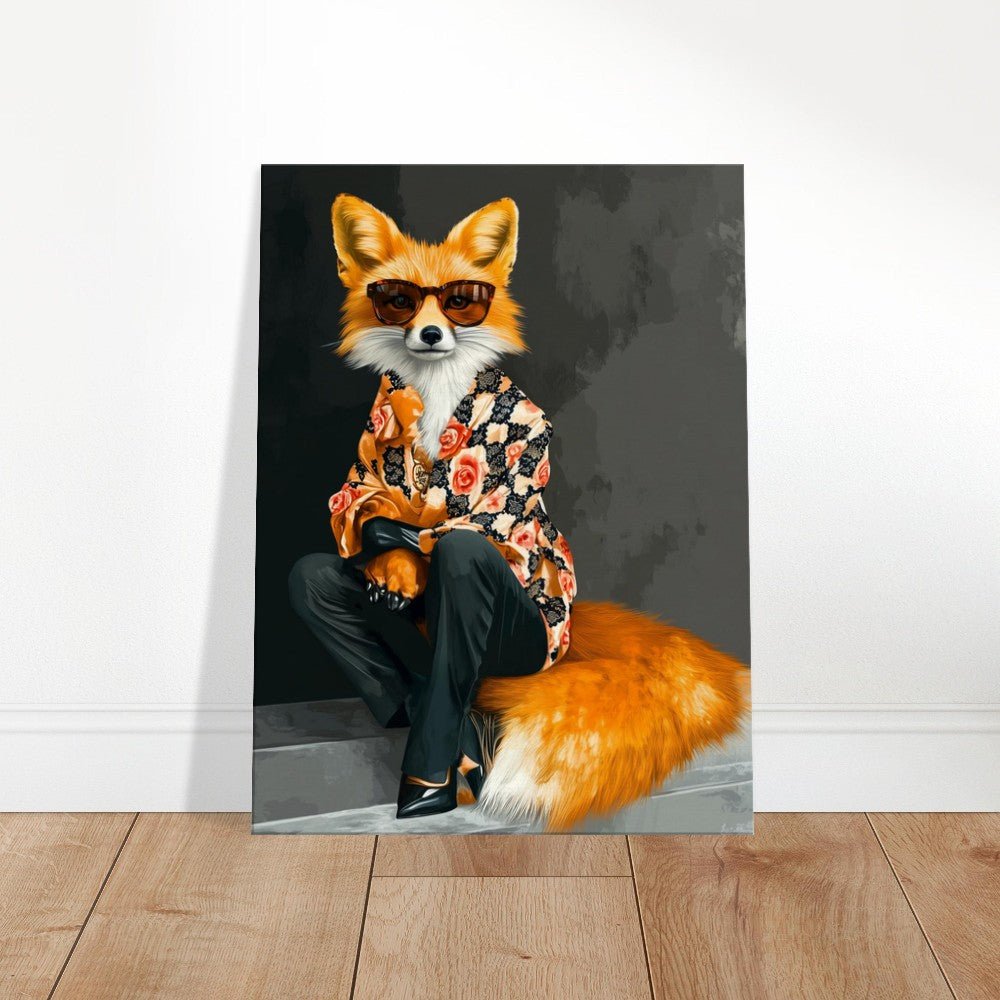 Chic Fox in Floral Shirt Canvas Art - ROMAG Store