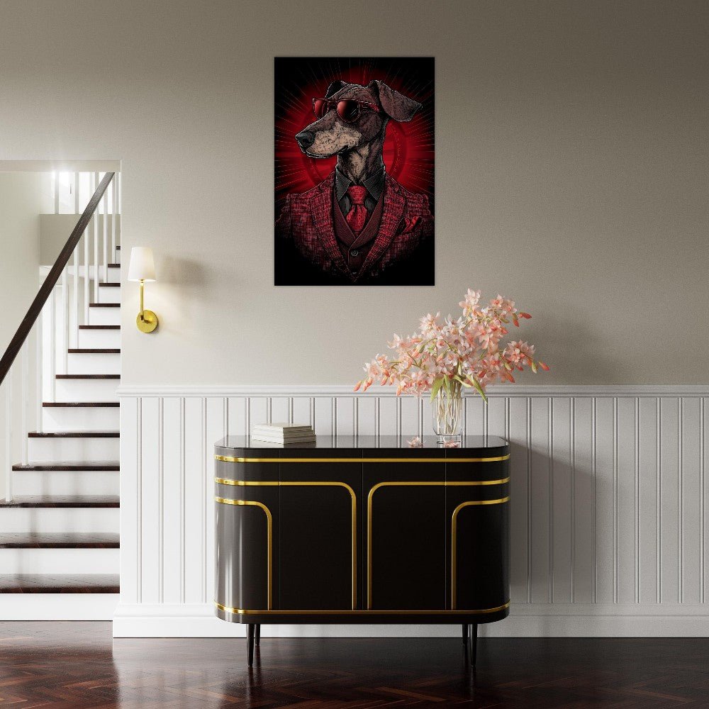 Red Suit Dapper Dog Canvas Wall Art - ROMAG Store