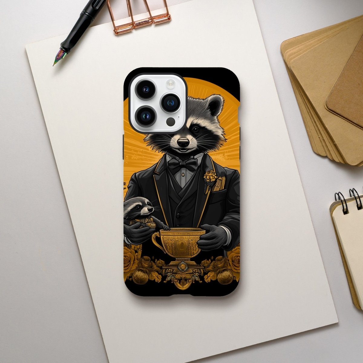 Dapper Raccoon & Pup 'Golden Hour' iPhone Tough Case - ROMAG Store