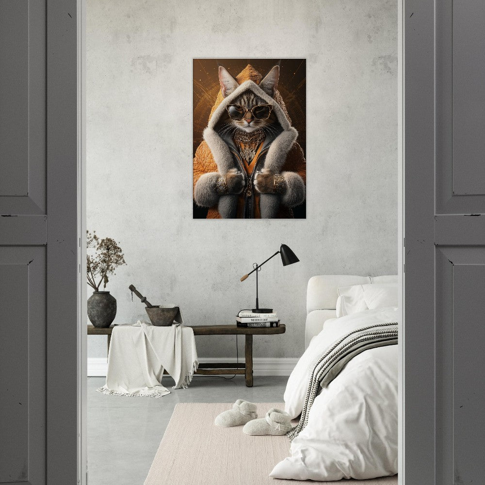 Luxury Cat in Fur Coat Canvas - ROMAG Store