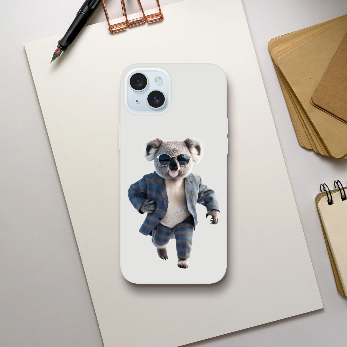 Dapper Koala in Plaid Suit iPhone Flexi Case - ROMAG Store