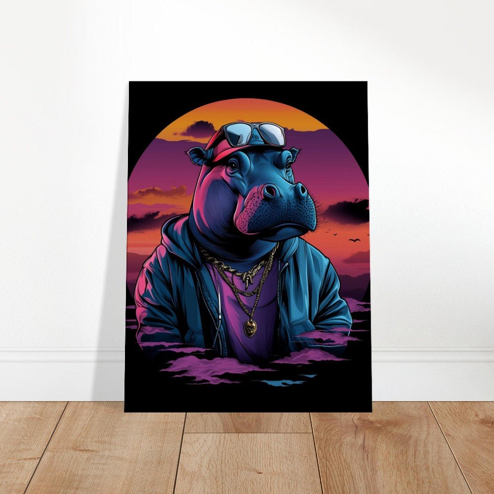 Urban Hipster Hippo Canvas Wall Art - ROMAG Store