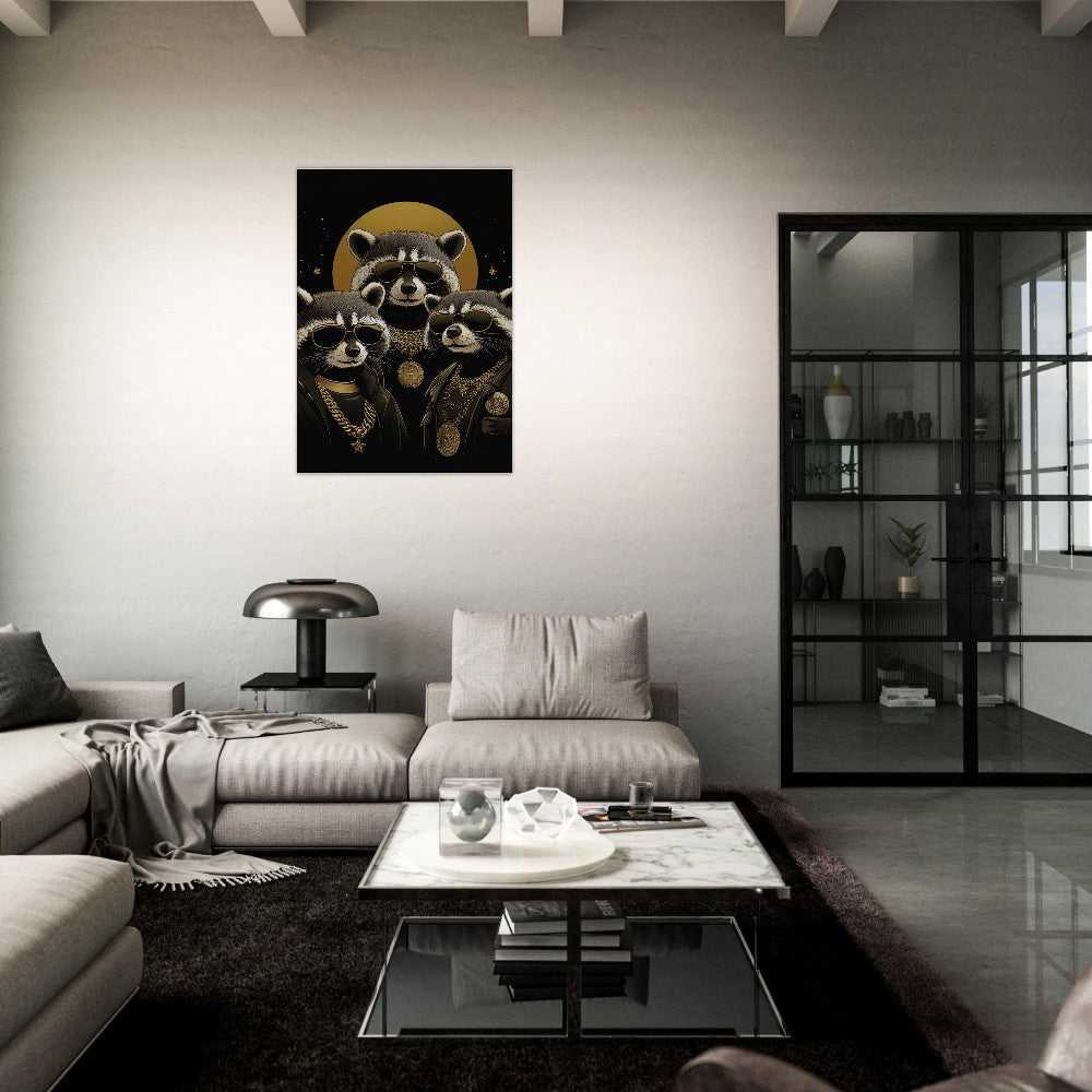Luxury Raccoon Gang Canvas Art - ROMAG Store