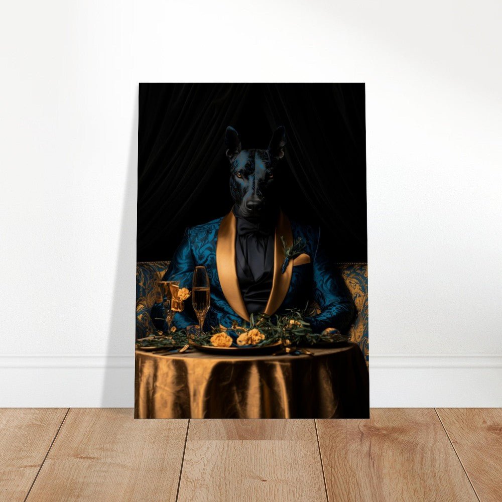 Doberman in Teal Suit Canvas - ROMAG Store