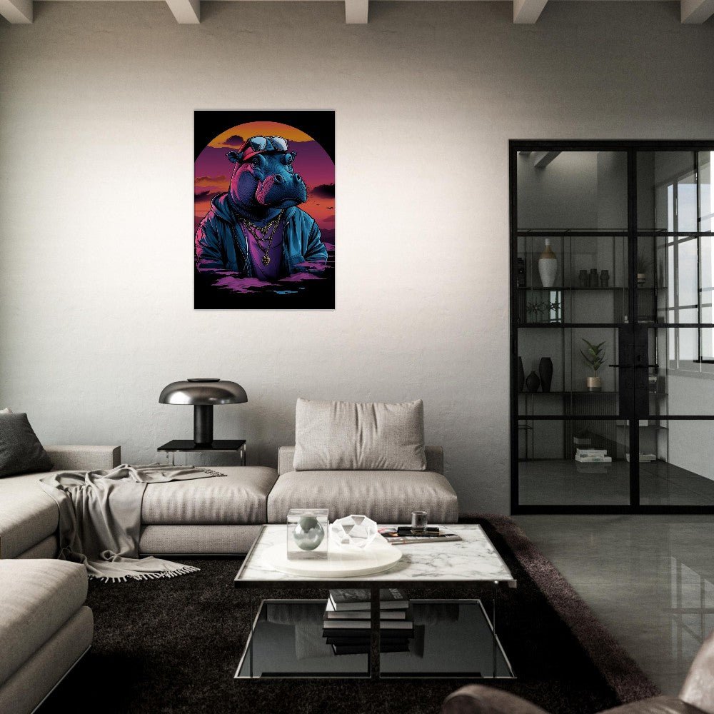 Urban Hipster Hippo Canvas Wall Art - ROMAG Store