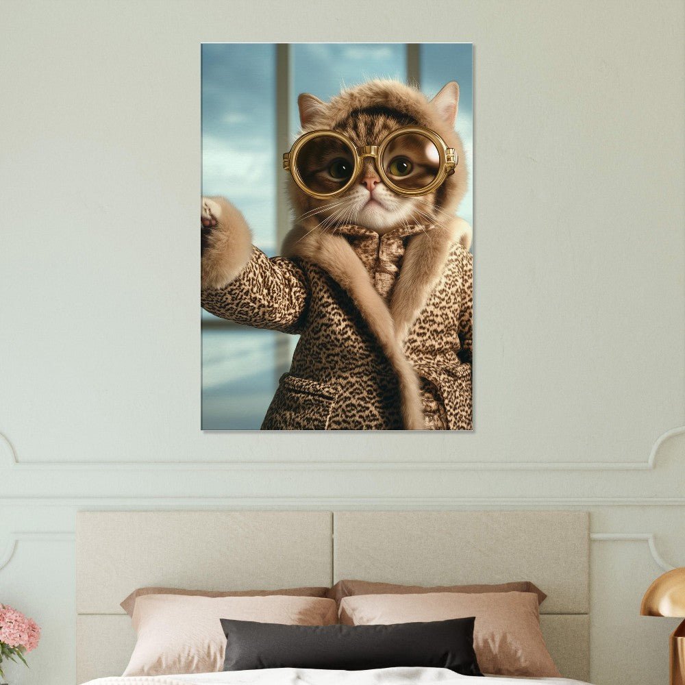 Luxury Cat in Fur Coat Canvas - ROMAG Store