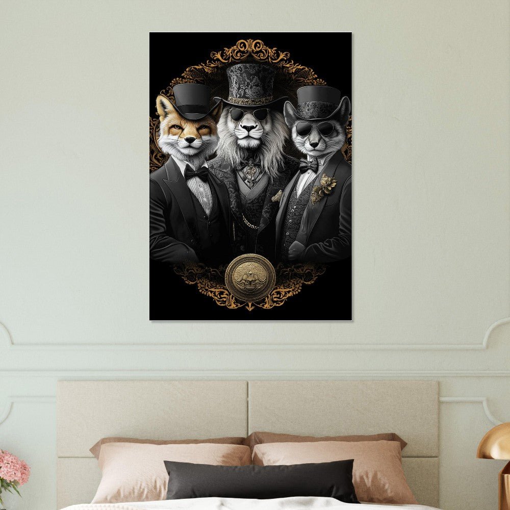 Luxury Animal Wall Art – Suited Fox & Lion Canvas - ROMAG Store