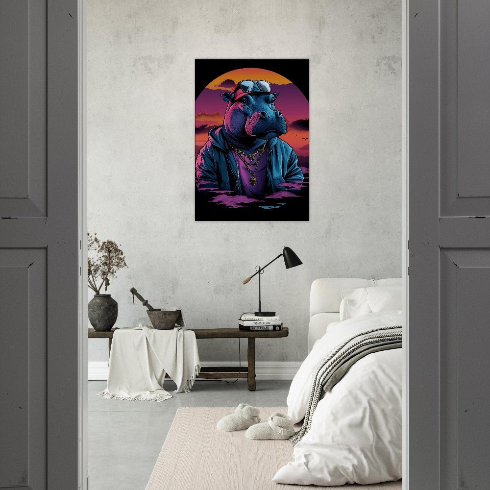 Urban Hipster Hippo Canvas Wall Art - ROMAG Store