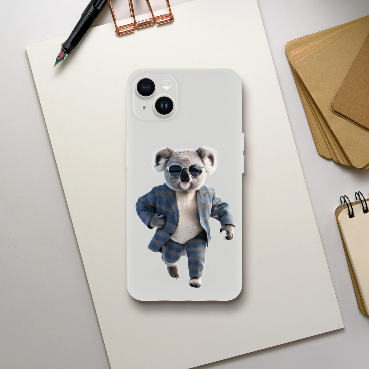 Dapper Koala in Plaid Suit iPhone Flexi Case - ROMAG Store