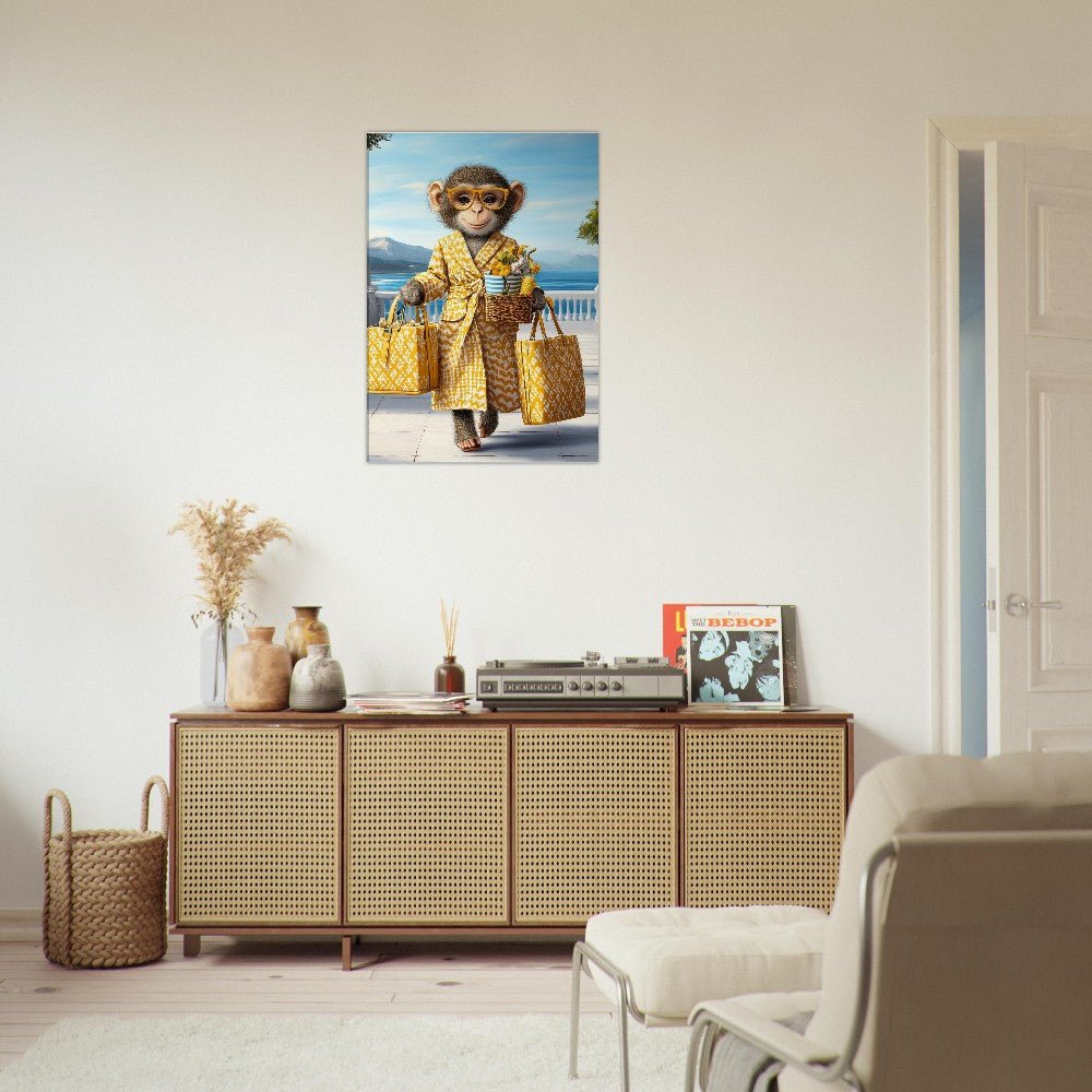 Chic Monkey in Robe Canvas Print - ROMAG Store