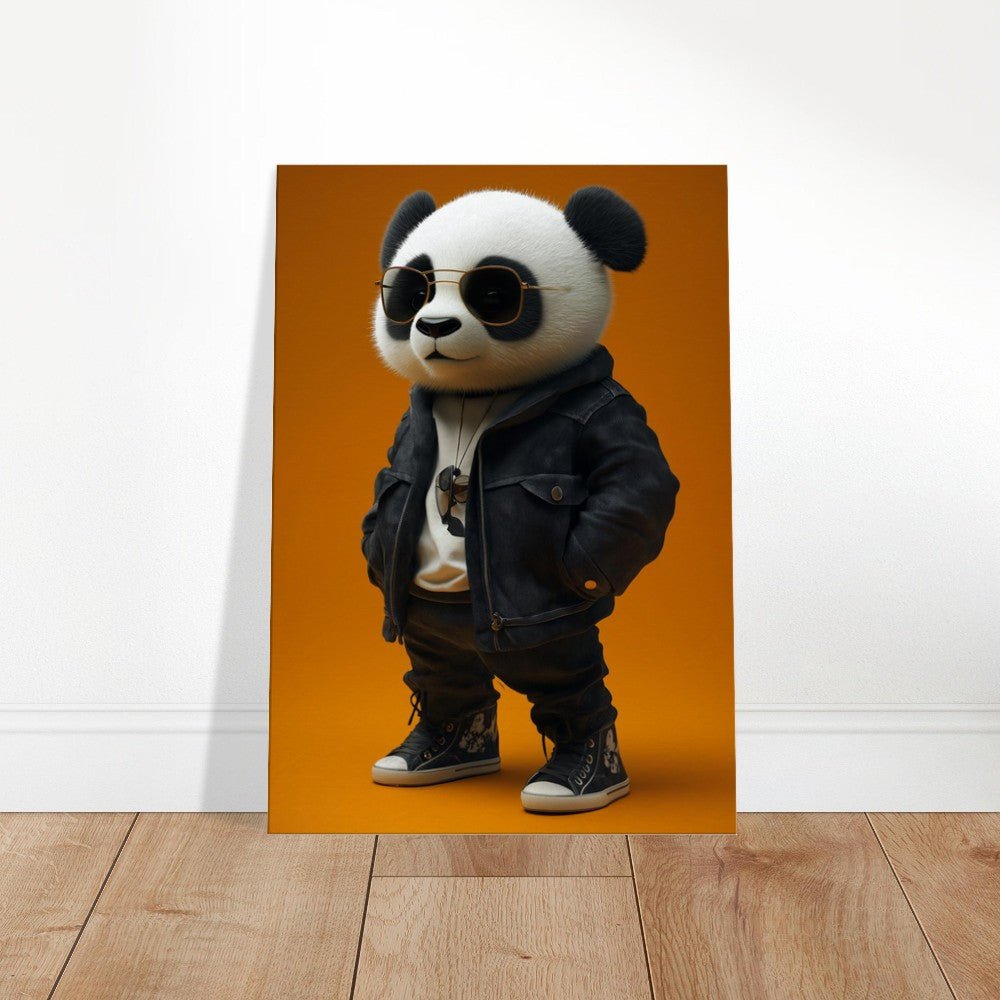 Cool Panda in Leather Jacket Canvas - ROMAG Store