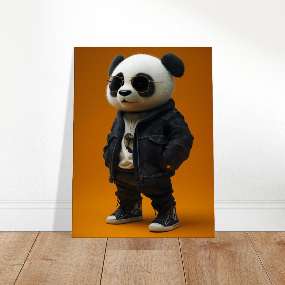 Cool Panda in Leather Jacket Canvas - ROMAG Store