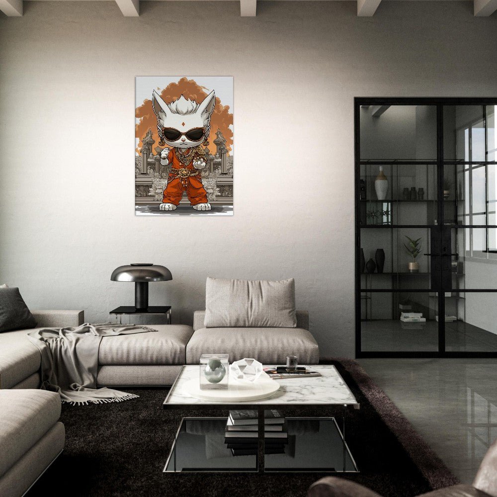 Chic Cat in Robe Canvas Art - ROMAG Store
