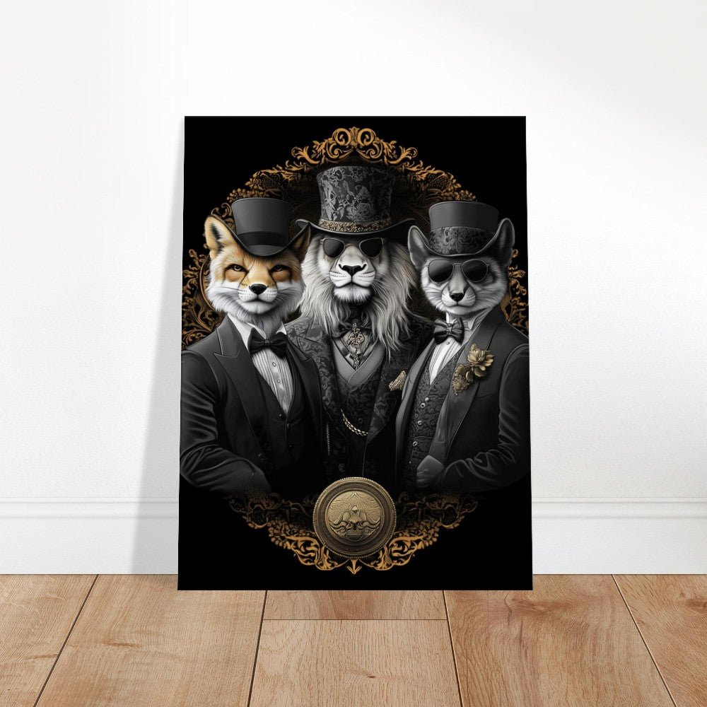 Luxury Animal Wall Art – Suited Fox & Lion Canvas - ROMAG Store