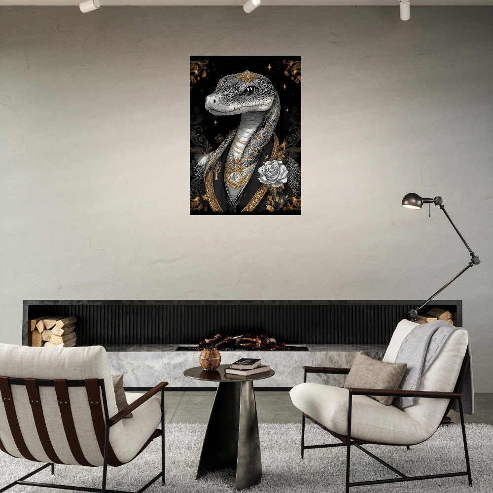 Regal Snake in Black & Gold Suit Canvas - ROMAG Store