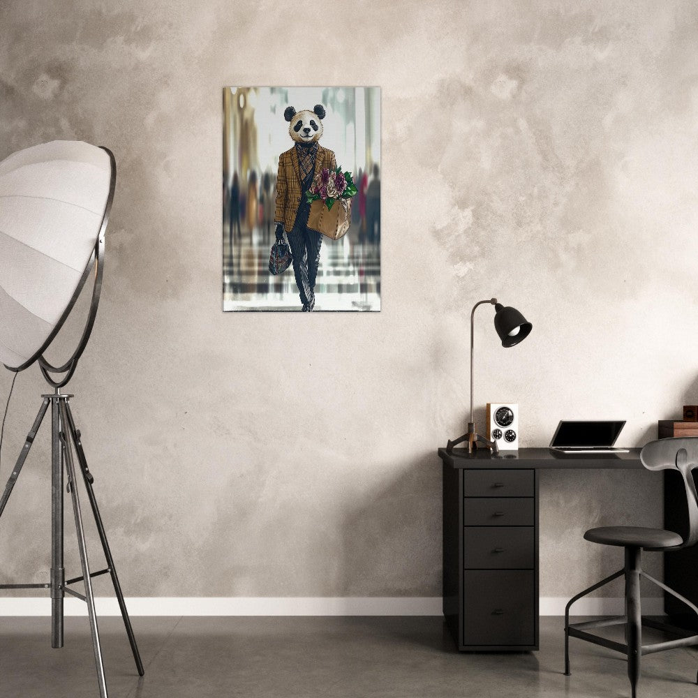 Chic Panda in Plaid Suit Canvas - ROMAG Store