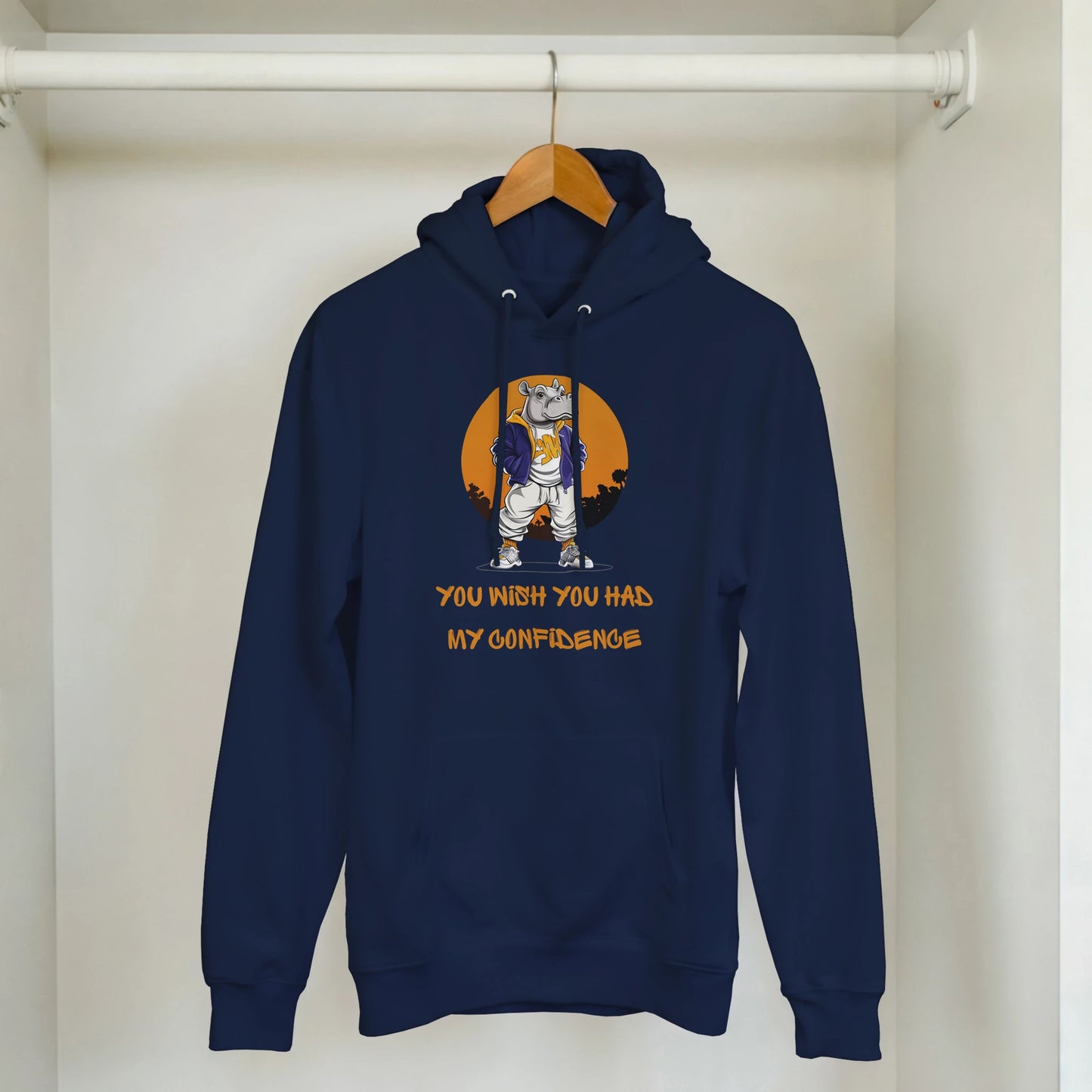 Confident Hippo Streetwear Hoodie - ROMAG Store