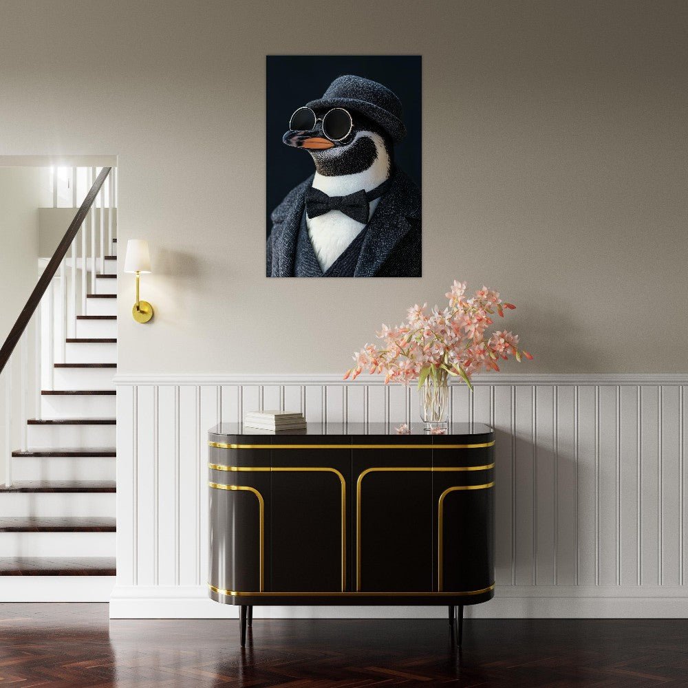 Dapper Penguin in Suit Canvas - ROMAG Store