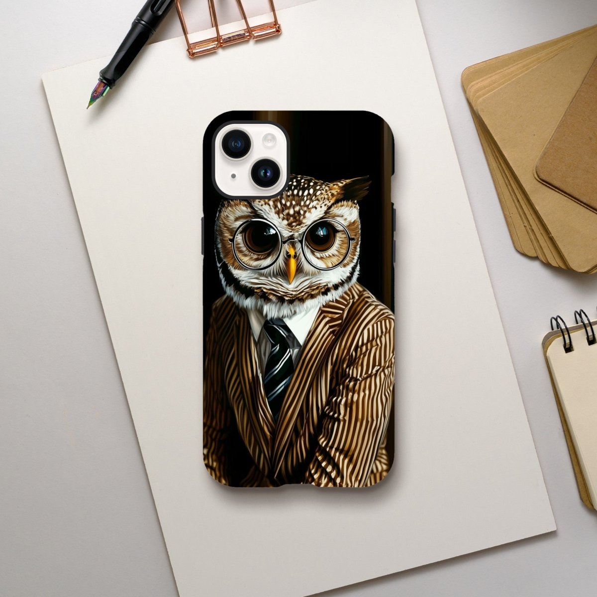 Sophisticated Owl in Pinstripes iPhone Tough Case - ROMAG Store