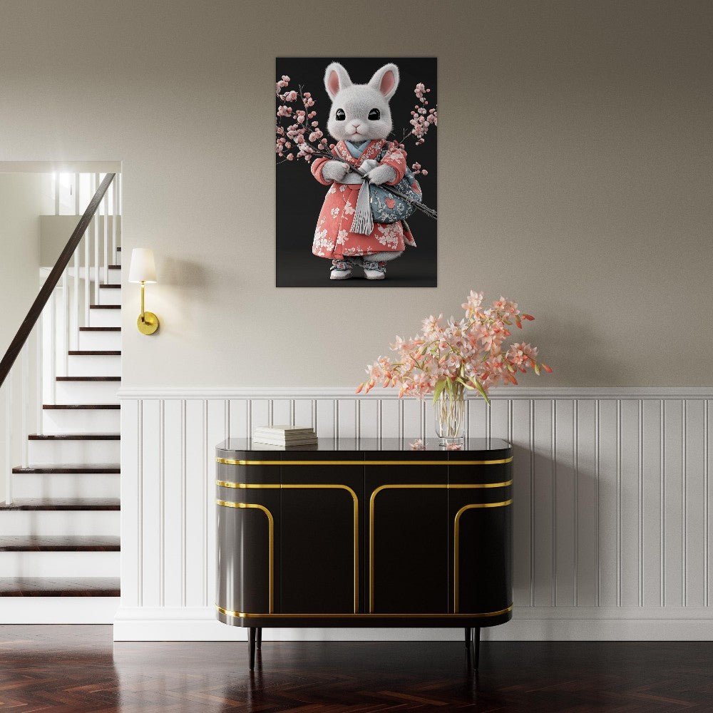 Chic Bunny in Kimono Canvas Art - ROMAG Store