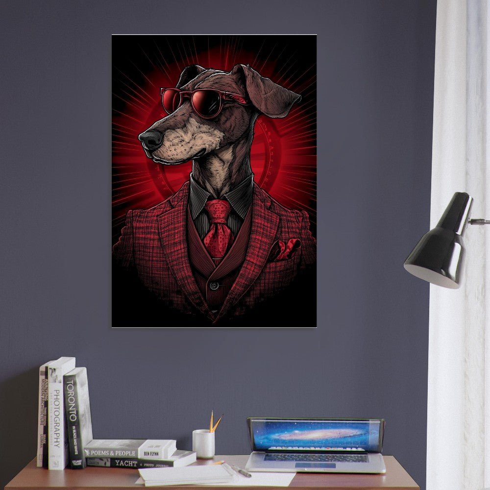 Red Suit Dapper Dog Canvas Wall Art - ROMAG Store