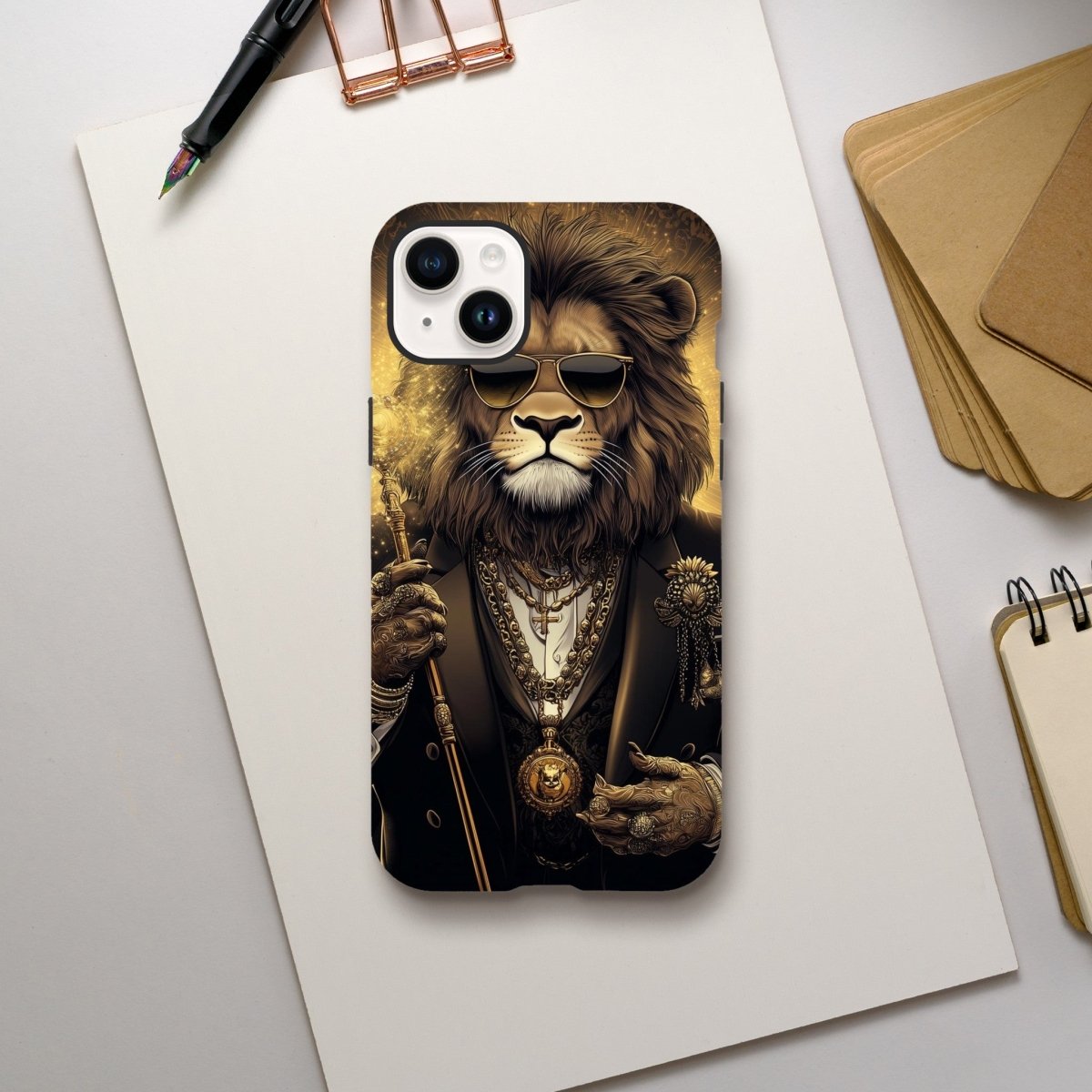 Regal Lion in Gold Glitz iPhone Tough Case - ROMAG Store