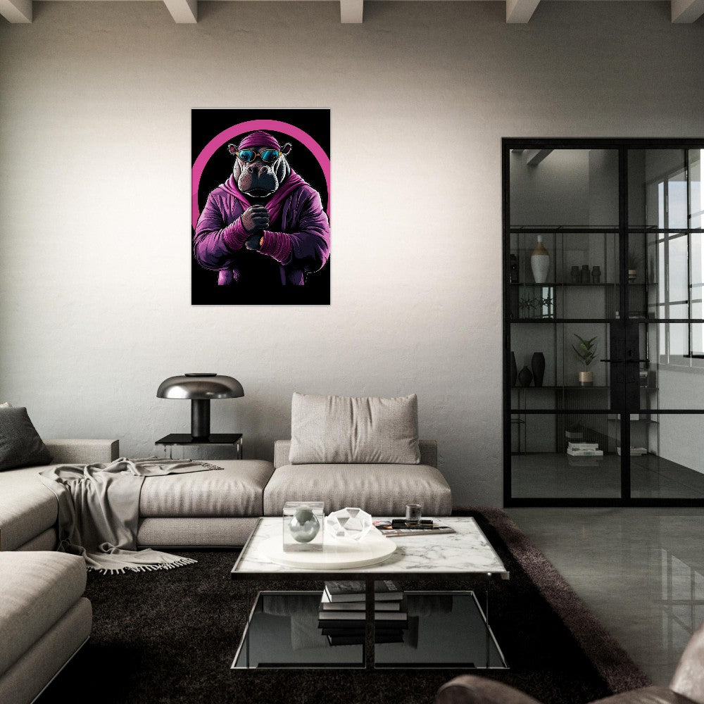 Urban Hippo in Pink Canvas Art - ROMAG Store
