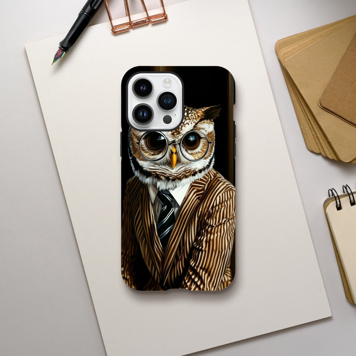 Sophisticated Owl in Pinstripes iPhone Tough Case - ROMAG Store