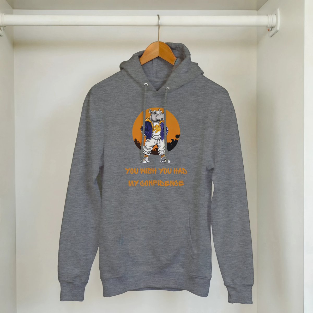 Confident Hippo Streetwear Hoodie - ROMAG Store