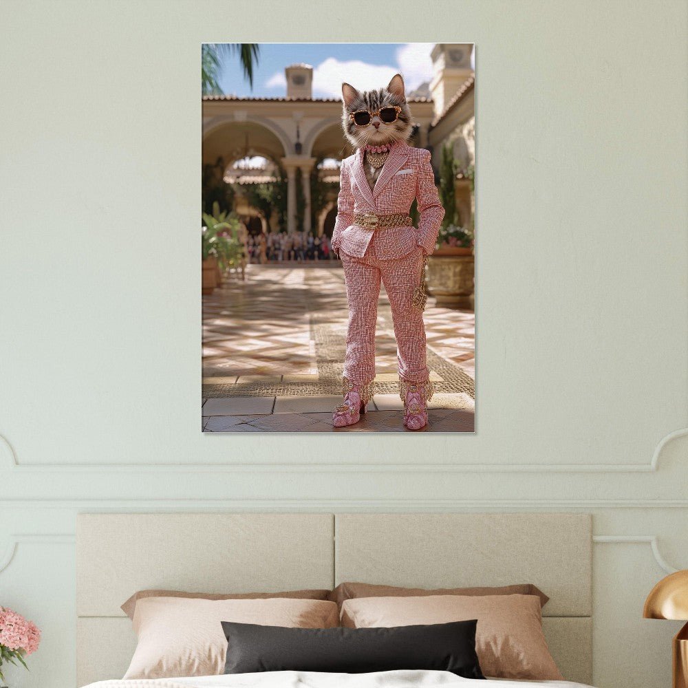 Luxury Cat in Pink Suit Canvas - ROMAG Store