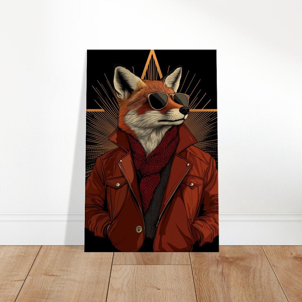 Chic Fox in Leather Jacket Canvas Print - ROMAG Store