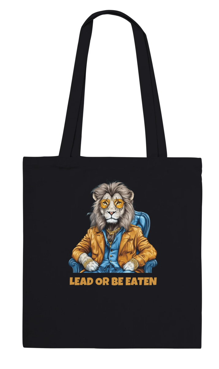 Lead or Be Eaten Lion Tote Bag - ROMAG Store